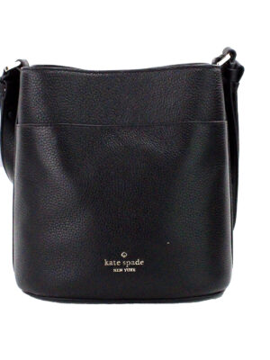 Kate Spade Leila Small Black Pebbled Leather Bucket Shoulder Crossbody Bag