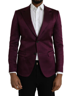 Dolce & Gabbana Maroon Silk Single Breasted Coat Blazer