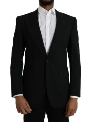 Dolce & Gabbana Black Wool Peak Single Breasted Coat Blazer