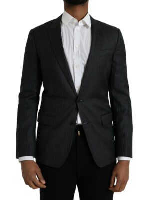 Dolce & Gabbana Black Stripe MARTINI Single Breasted Coat Blazer