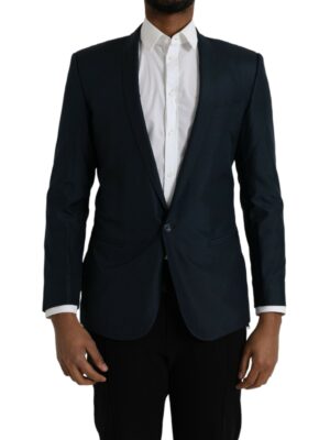 Dolce & Gabbana Blue MARTINI Shawl Single Breasted Blazer