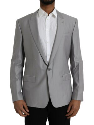 Dolce & Gabbana Gray Wool Peak Single Breasted Coat Blazer