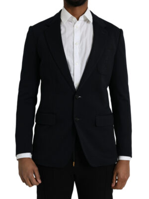 Dolce & Gabbana Black Wool Notch Single Breasted Coat Blazer