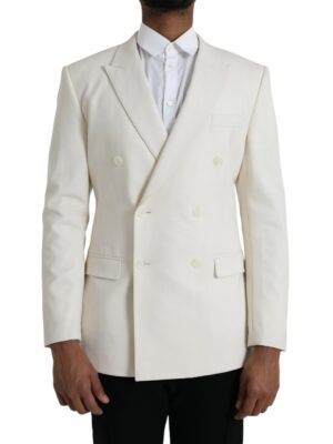 Dolce & Gabbana White Wool MARTINI Double Breasted Blazer