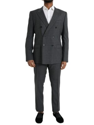 Dolce & Gabbana Gray Plaid Wool MARTINI Formal 2 Piece Suit
