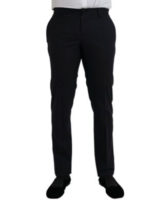 Dolce & Gabbana Dark Blue Wool Slim Fit Formal Pants
