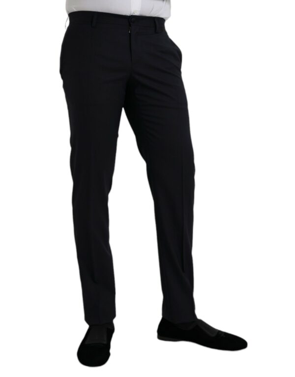 Dolce & Gabbana Dark Blue Wool Slim Fit Formal Pants - Image 2