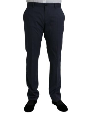 Dolce & Gabbana Blue Wool Slim Fit Dress Formal Pants