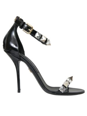 Dolce & Gabbana Black Crystals Sandals Ankle Strap Shoes