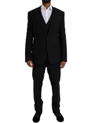 Dolce & Gabbana Black Polyester STAFF Formal 3 Piece Suit