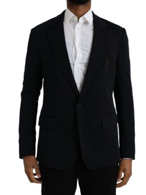 Dolce & Gabbana Black Wool Single Breasted Coat Blazer