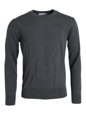 Dolce & Gabbana Dark Gray Wool Crew Neck Pullover Sweater