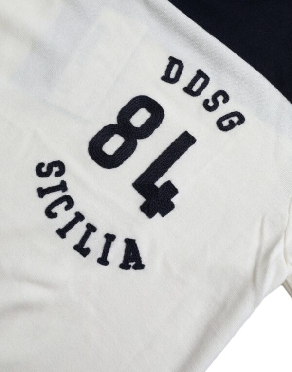 Dolce & Gabbana White Black SICILIA Henley Shirt Pullover Sweater - Image 4