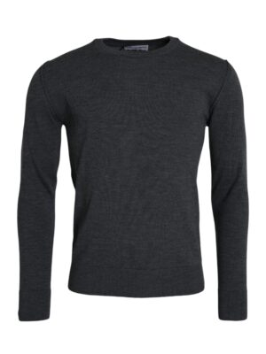 Dolce & Gabbana Dark Gray Wool Crew Neck Pullover Sweater