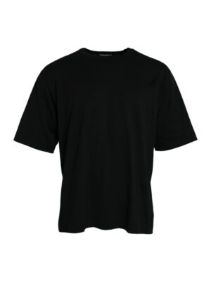 Dolce & Gabbana Black Logo Embossed Crew Neck Short Sleeves T-shirt