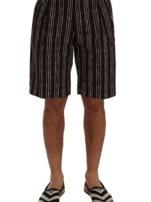 Dolce & Gabbana Bordeaux Striped Cotton Knee High Shorts