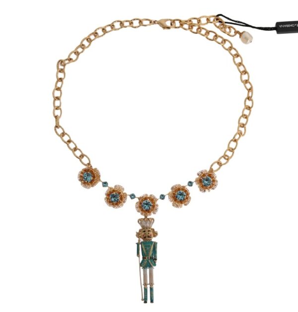 Dolce & Gabbana Elegant Gold Crystal Statement Necklace - Image 2