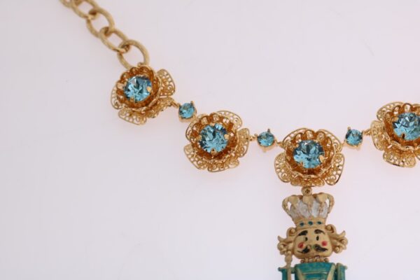Dolce & Gabbana Elegant Gold Crystal Statement Necklace - Image 3