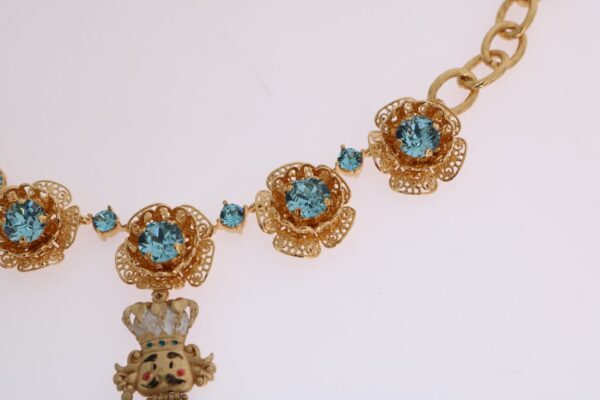 Dolce & Gabbana Elegant Gold Crystal Statement Necklace - Image 4