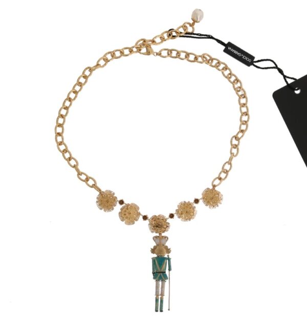 Dolce & Gabbana Elegant Gold Crystal Statement Necklace - Image 6