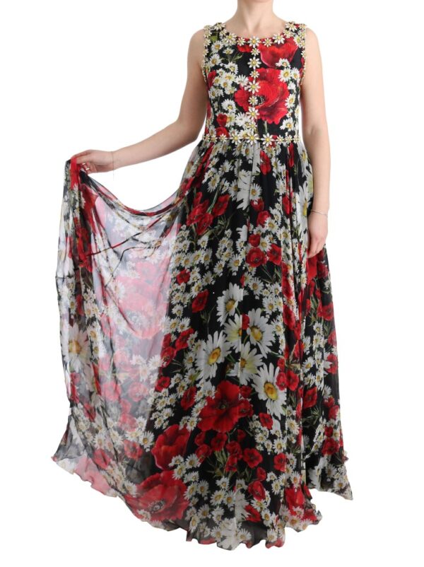 Dolce & Gabbana Floral Maxi Gown with Sunflower Print and Crystals - Image 6