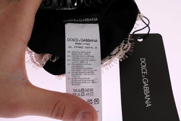 Dolce & Gabbana Elegant Floral Lace Crystal Hair Claw - Image 4