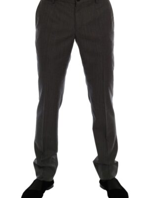Dolce & Gabbana Elegant Gray Striped Wool Formal Trousers