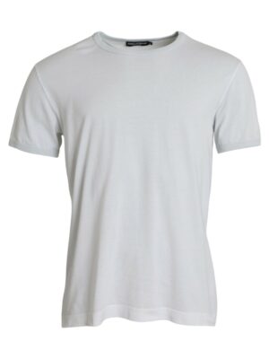 Dolce & Gabbana White Cotton Round Neck Short Sleeve T-shirt