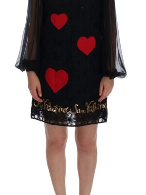 Dolce & Gabbana Black Lace Sequined Shift Dress