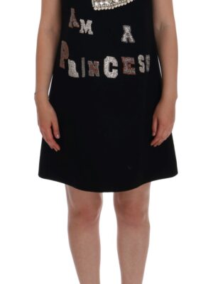 Dolce & Gabbana Black Wool Crystal Princess Dress