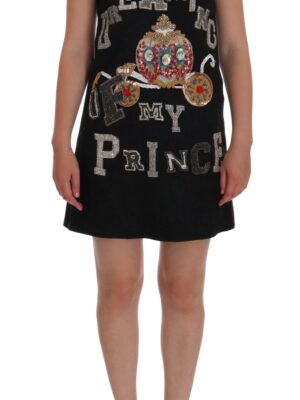 Dolce & Gabbana Enchanting Wool Crystal Encrusted Midi Dress