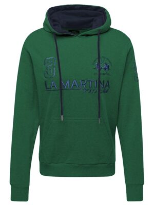 La Martina Elegant Green Hooded Cotton Sweatshirt