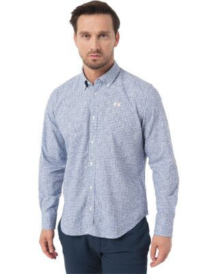 La Martina Elegant Checkered Cotton Shirt with Embroidered Logo