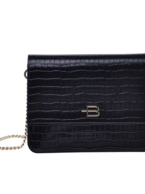 Baldinini Trend Black Calfskin Women Crossbody Bag