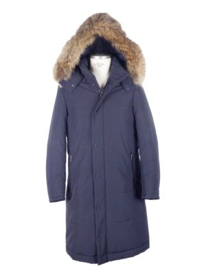 Made in Italy Blue Wool Men's Raincoat