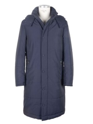 Made in Italy Blue Wool Men Raincoat