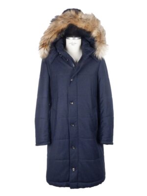 Made in Italy Blue Wool Men's Raincoat