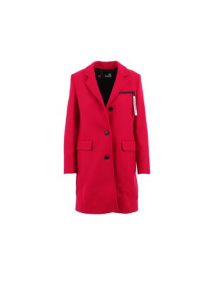 Love Moschino Chic Pink Woolen Coat with Logo Details