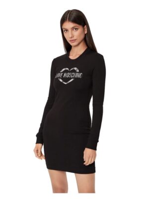 Love Moschino Chic Cotton Blend Logo Dress