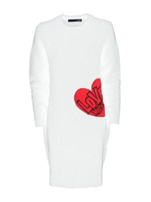Love Moschino Chic Heart Pattern Knit Dress in White