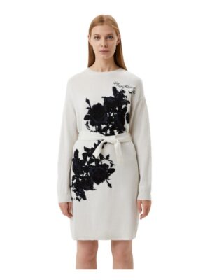 Love Moschino Elegant Embroidered Wool Blend Long Dress