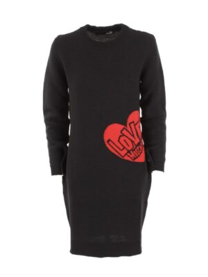 Love Moschino Chic Heart Pattern Knit Wool-Blend Dress
