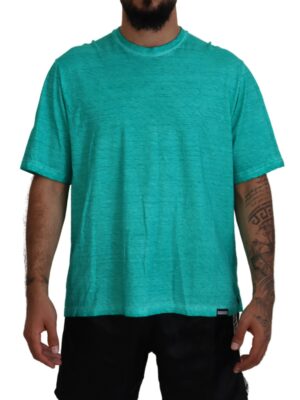 Dsquared² Light Green Cotton Linen Short Sleeves T-shirt