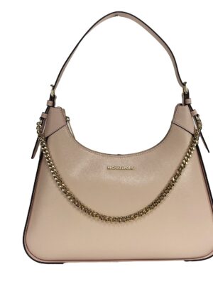Michael Kors Wilma Large Smooth Leather Chain Shoulder Bag Purse Powder Blush