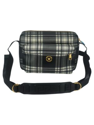 Versace Elegant Grey Leather Crossbody Bag