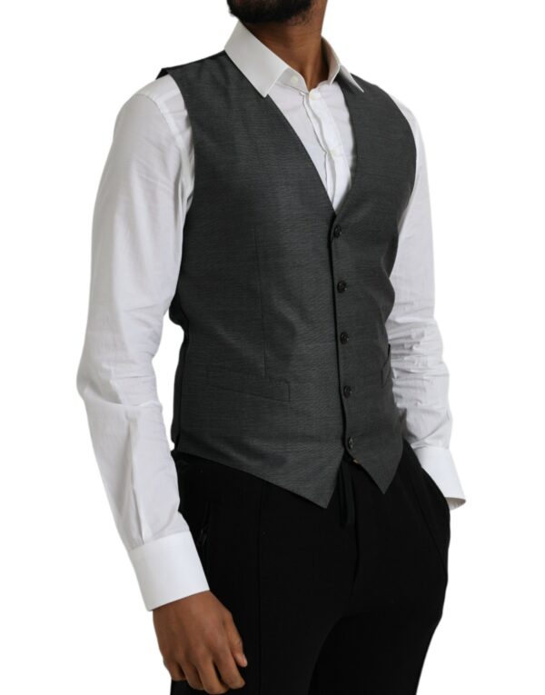 Dolce & Gabbana Gray Wool Formal Dress Waistcoat Vest - Image 2