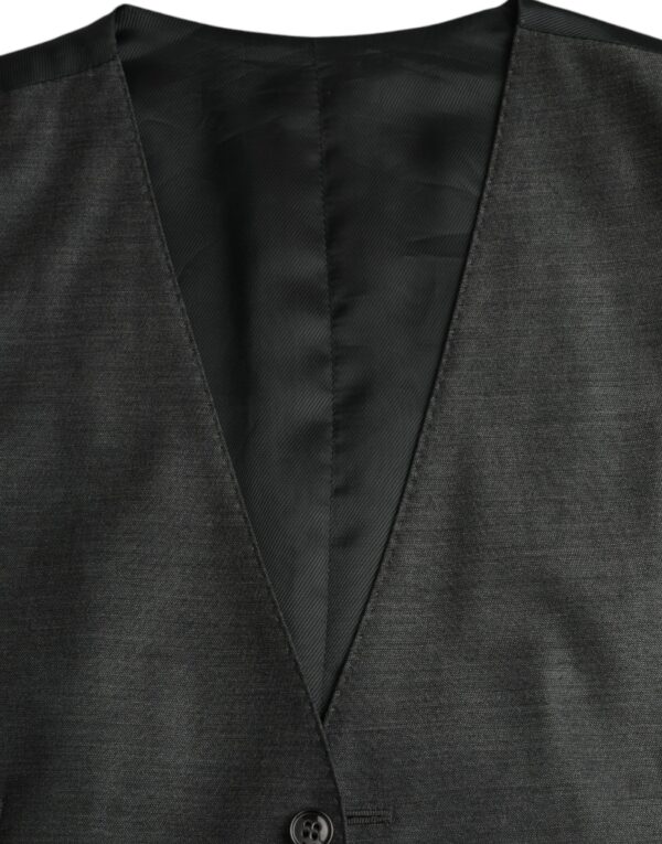 Dolce & Gabbana Gray Wool Formal Dress Waistcoat Vest - Image 6