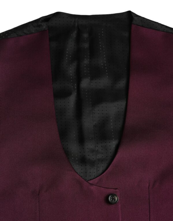 Dolce & Gabbana Maroon Satin Silk Waistcoat Dress Formal Vest - Image 6