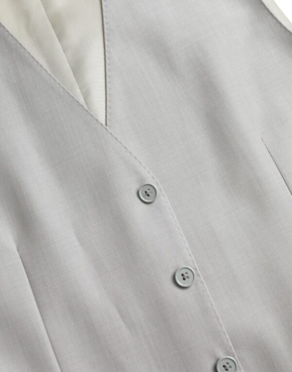 Dolce & Gabbana Light Gray Wool Formal Dress Waistcoat Vest - Image 6