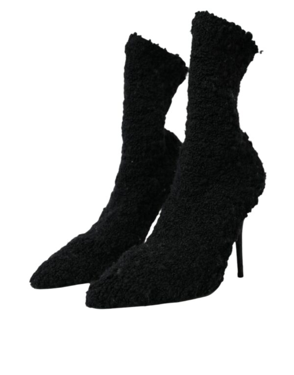 Dolce & Gabbana Black Stiletto Heels Mid Calf Boots Shoes - Image 3